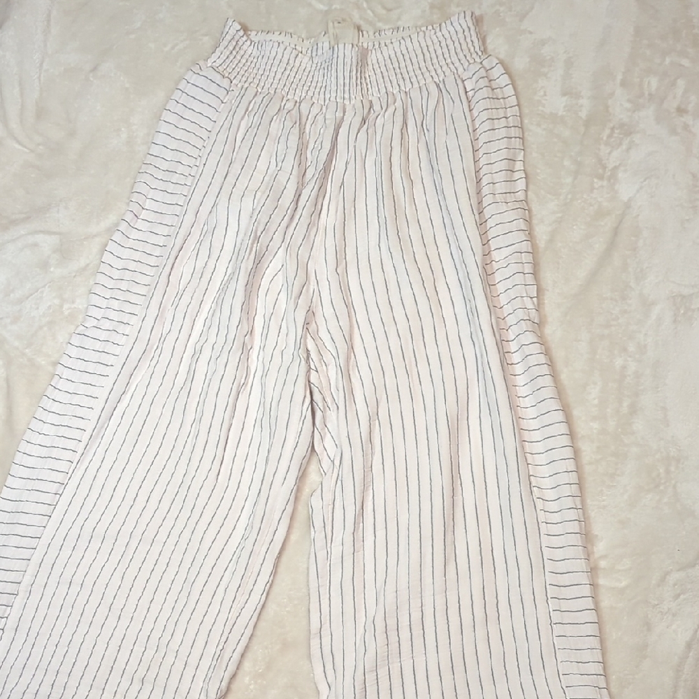 Joie White and Black Striped Wide Leg Pants